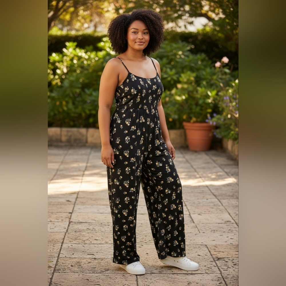Floral Black Jumpsuit